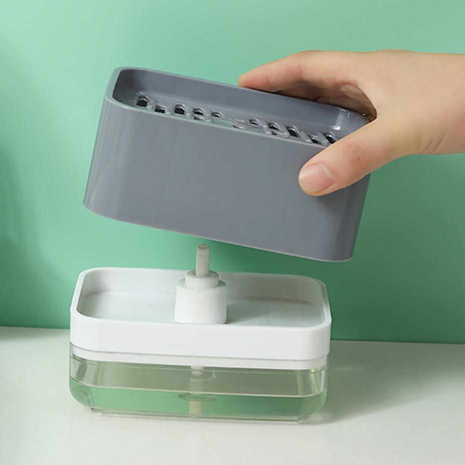 Dispenser Sapone per Piatti per Cucina Dispenser Sapone Liquido Dispenser Sapone Cucina con Porta Spugna Dispenser Pompa Sapone Spugna 320ML