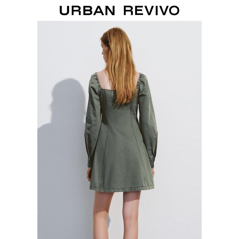 UR 2024 Autumn Women's Square Neck Slim-fit Short Dress