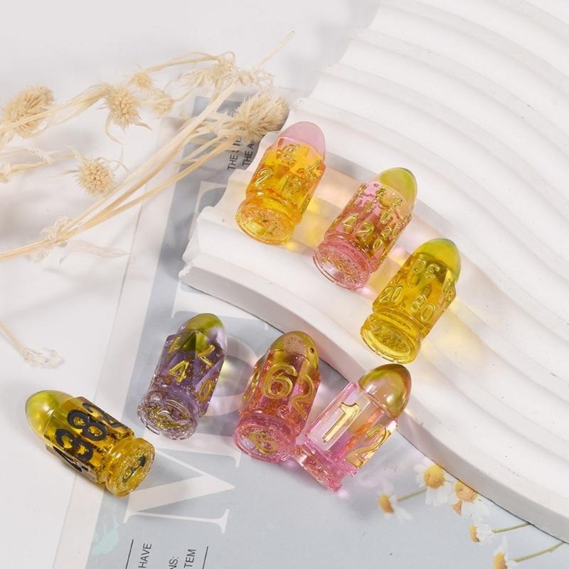 7 Hole Bullet Head Dices Mold Dices Storgae Box Silicone Molds DIY Crystal Epoxy Resin Mold Digital Game Easy To Release