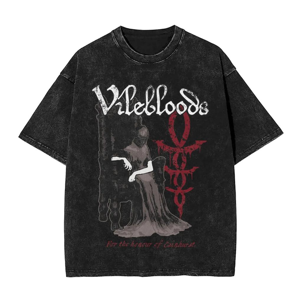 Hot Game Peripherals Bloodborne Darks Souls Graphic Print TShirt Streetwear Vintage Washed Cotton Top Oversized Summer New Tees