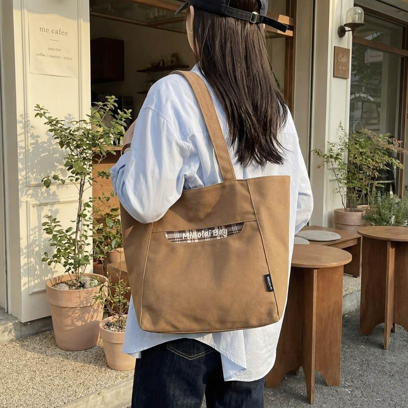 New Fashi Large Capacity Canvas Simple Shoulder Bag Women Casual Commuting Bag Fashiable and Versatile Tote Bag Ins Style