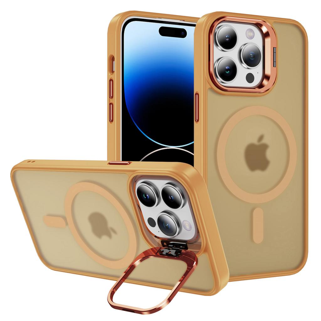 For iPhone 14 Pro Max Case Skin-Touch PC+TPU+Metal Phone Cover Compatible with MagSafe