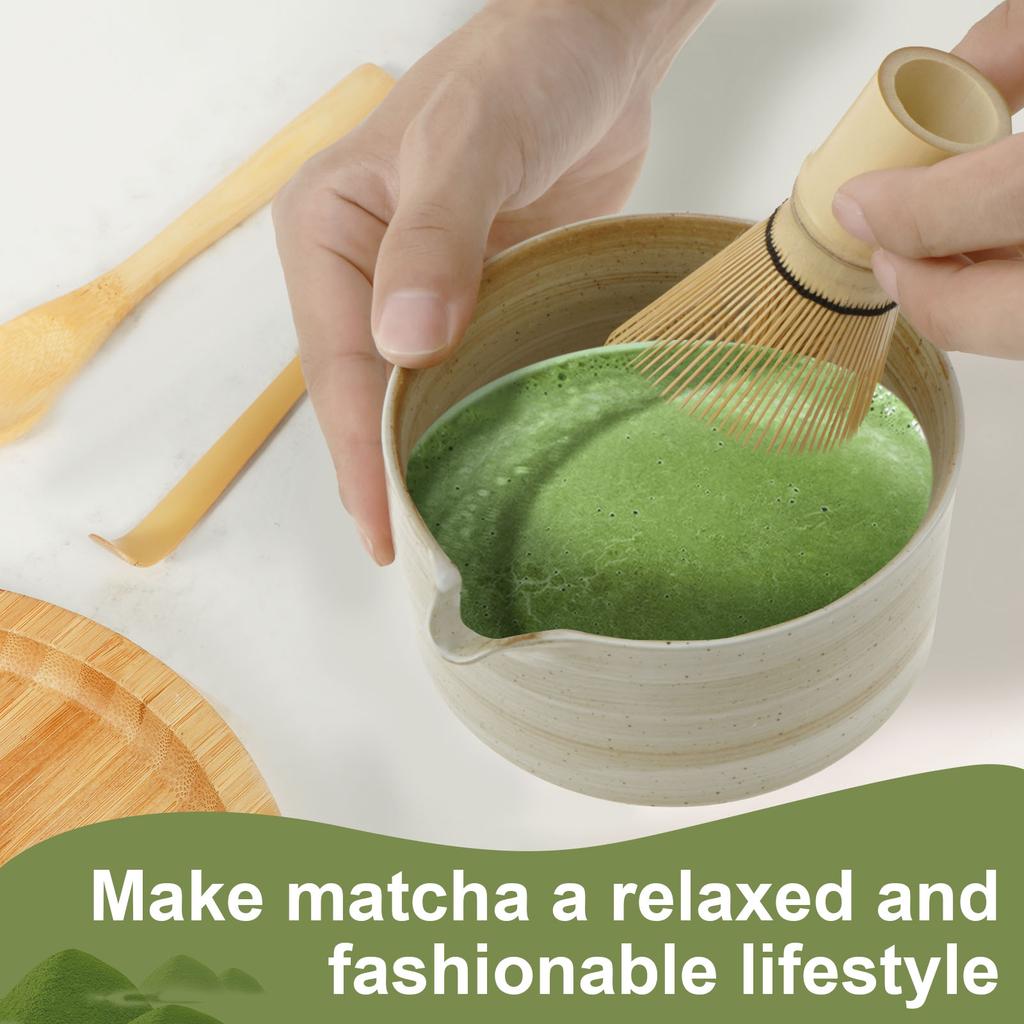4 Pcs Japanese Matcha Tea Set Safe Bamboo Whisk Teaspoon Tea Set Reusable Manual Matcha Whisk Kit Tea-making Tools Accessories
