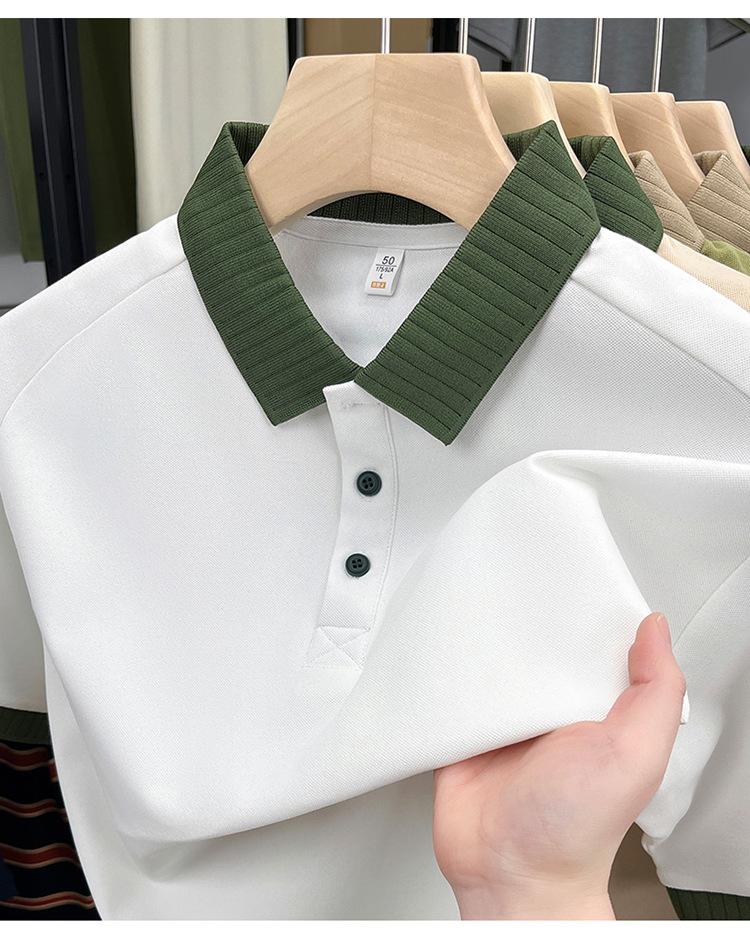 Short Sleevet Men s Summer Casual Color Block Lapel Collar Trendypolo M