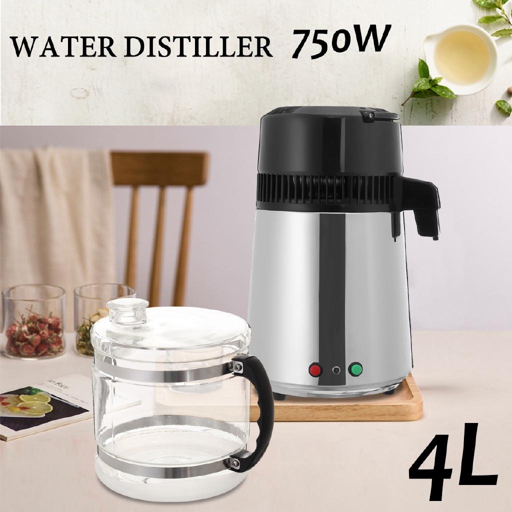 750W Stainless Steel Distilled Water Machine Portable Two-button Household Water Filter 4L With Over-temperature Function