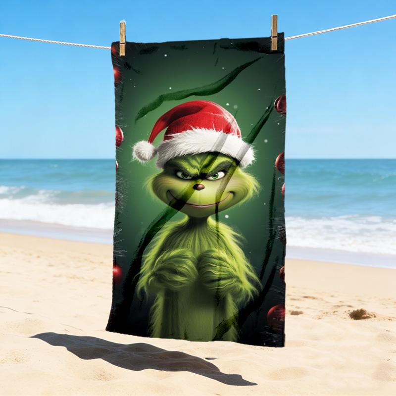Grinch Christmas Stylish Digital Printing Beach Towel Quick Drying Absorbent Blanket For Beach Pool Gym Travel Christmas Gift C9211498