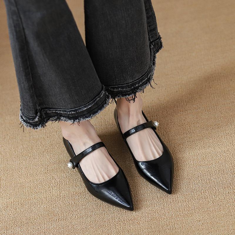 Autumn Pointed Head Shallow Mouth Single Shoes Women's Soft Sole Non-slip Inner Height Increase Small Size 33 Versatile Ladyshoes