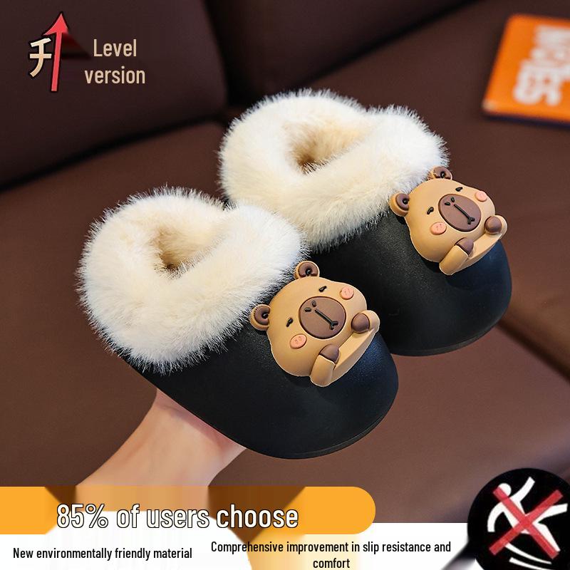 Waterproof Winter Cotton Slippers for Kids with Detachable Covers – Warm Indoor Home Shoes for Boys, Girls, and Babies