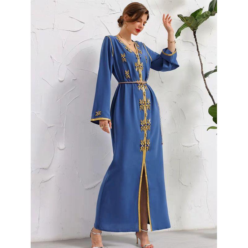 2021 New Hand-stitched Phnom Penh V-Neck Rhinestone Dress