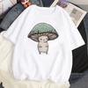 Cat Mushroom Halloween top women streetwear t shirt girl comic clothing