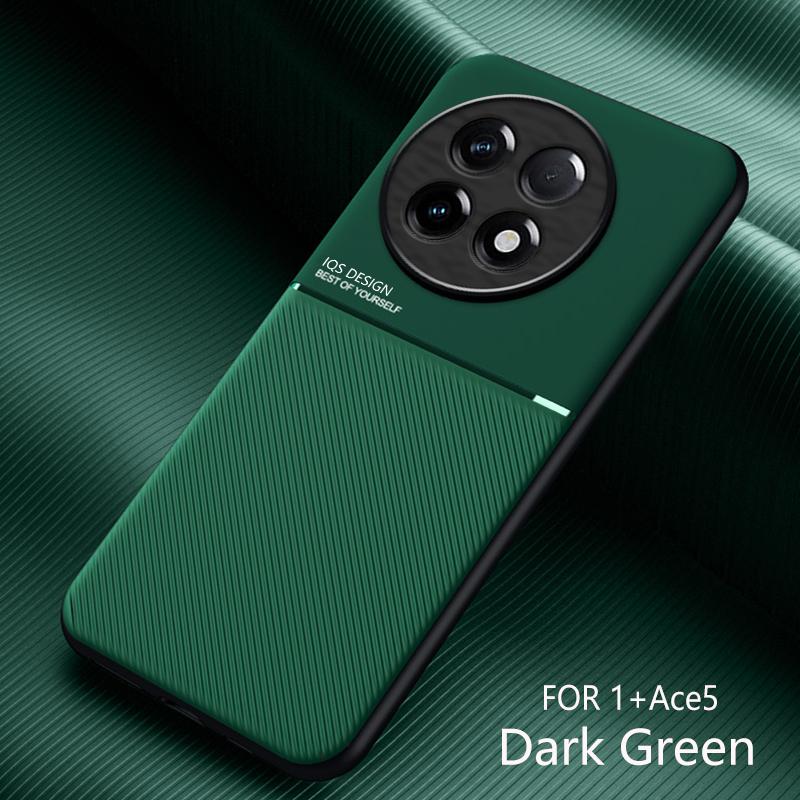 

Non-Slip Texture Shockproof Case For OnePlus 13 13R Ace 5 Pro Soft TPU Frame PU Leather Plastic Magnetic Phone Cover Fundas OnePlus Ace 5 Pro зелёный