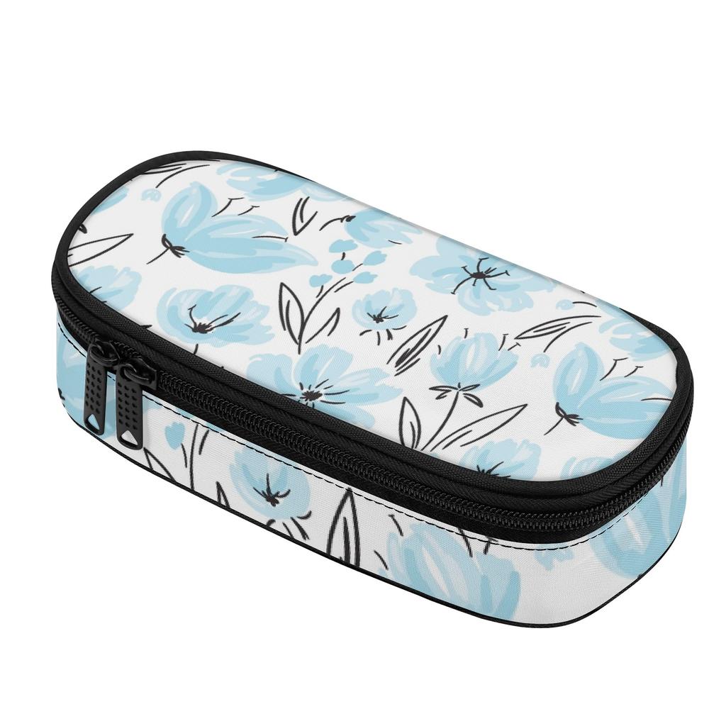 Pencil Case Portable Durable 300D Polyester Zipper Closure with Main Compartment Mesh Pocket and Pen Slots for Classroom Use
