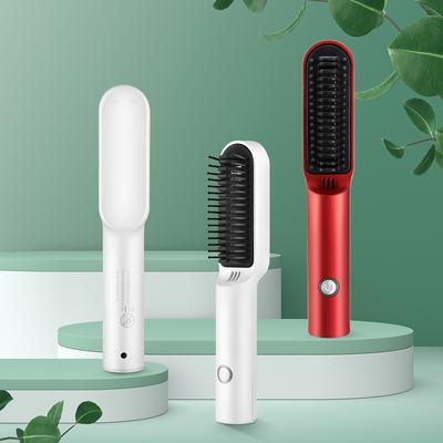 Wireless Heating Hair Comb Straightener Professional Men's Beard Flat Iron Ceramic Electric Hair Brush Salon Hair Styling Tools