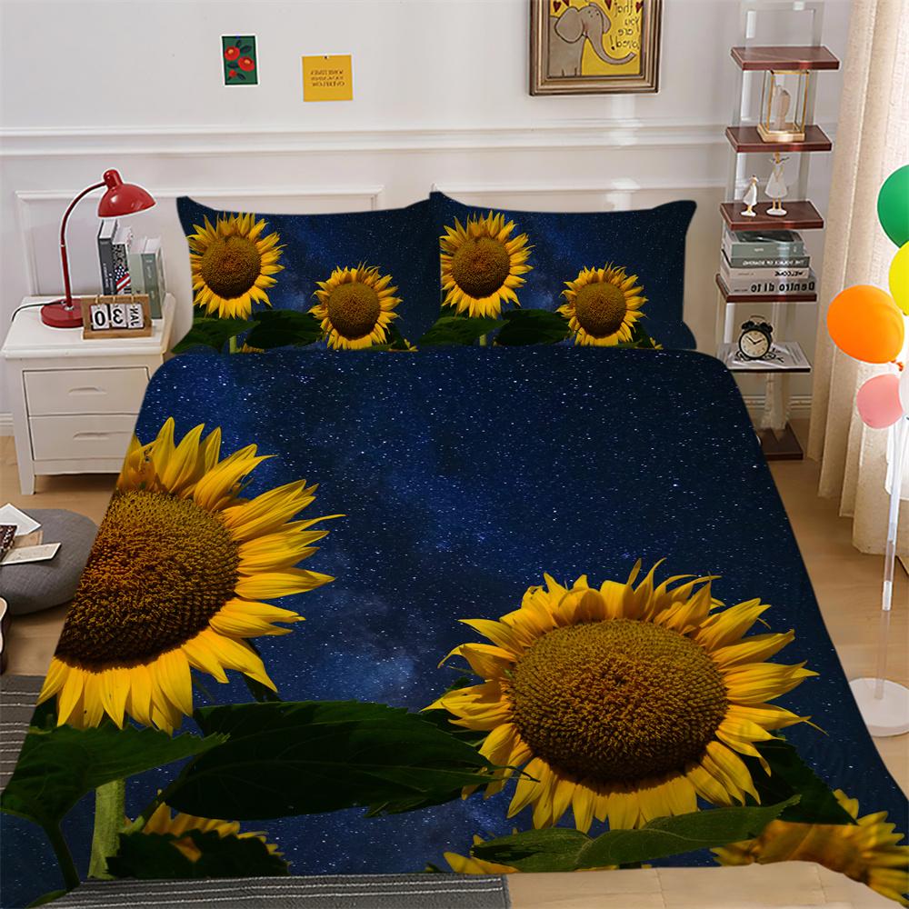 Juego de funda nórdica con estampado de flores en 3D, ropa de cama, colchas de poliéster de tamaño doble, ropa de cama para el hogar a la moda