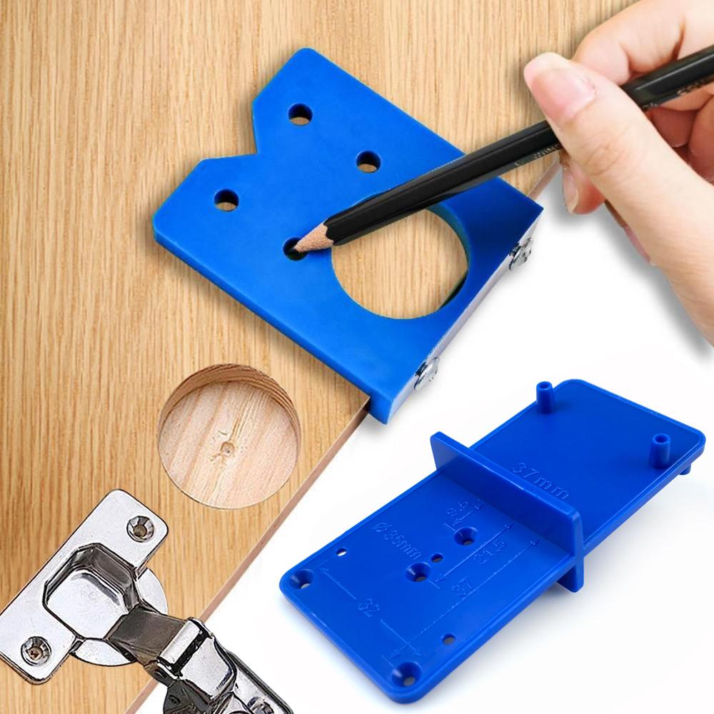 35mm Hinge Drilling Jig, Door Panel Hinge Positioning Template, Woodworking Hinge Drilling and Installation Aid