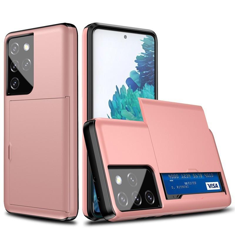 

Suitable S21Ultra Phone Case S10 Slide Card Two-in-one Drop Resistance Note20 Wallet Protective Cover Samsung NOTE20 розового золота
