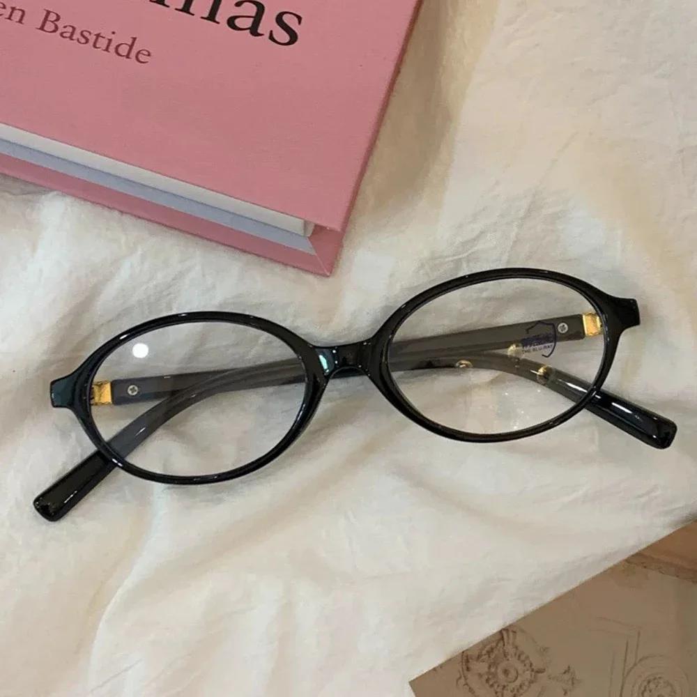 1/2pcs Retro Oval Frame Anti-Blue Light Glasses Sweet Cool Girl Leopard Y2K Eye Glasses Vintage Simple Women Glasses Eyewear