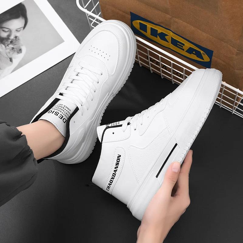 Men's High Top Comfortable Boots 2024 Autumn New White Platform Boots Fashionable Casual Versatile Training Shoe Botas Masculino