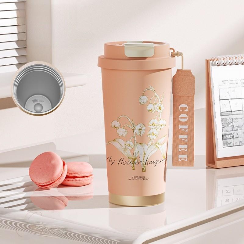 Convallaria Flower Insulated Water Bottle With Stainless Steel Vacuum For Travel And Gifts