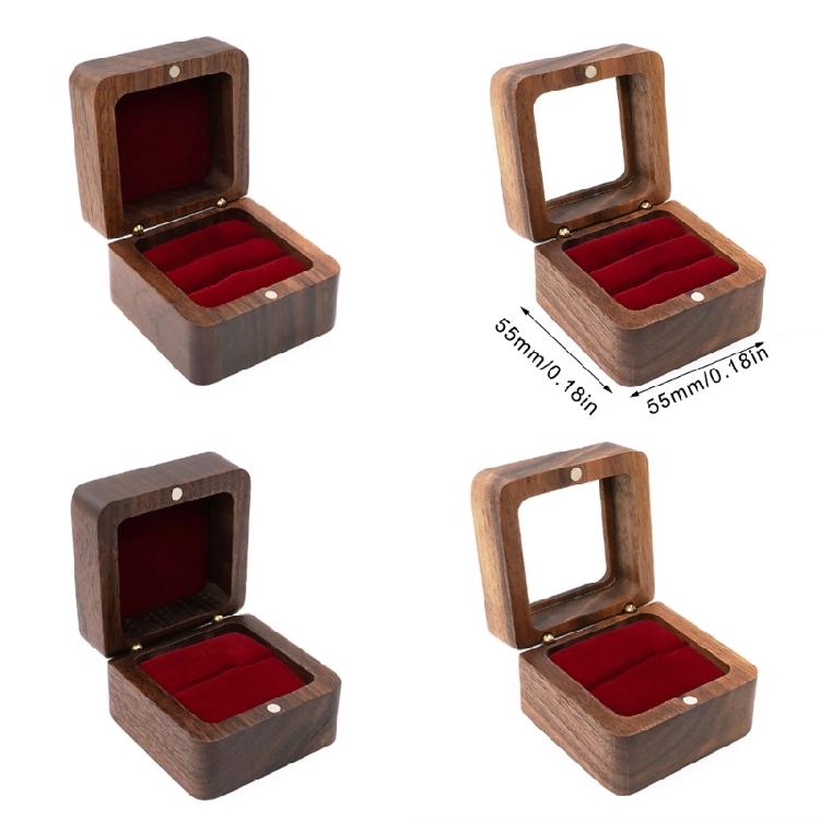 Compact Wood Rings Box Sturdy Rings Case for Engagement Portable Wood Ring Box for Wedding and Proposal Keepsakes