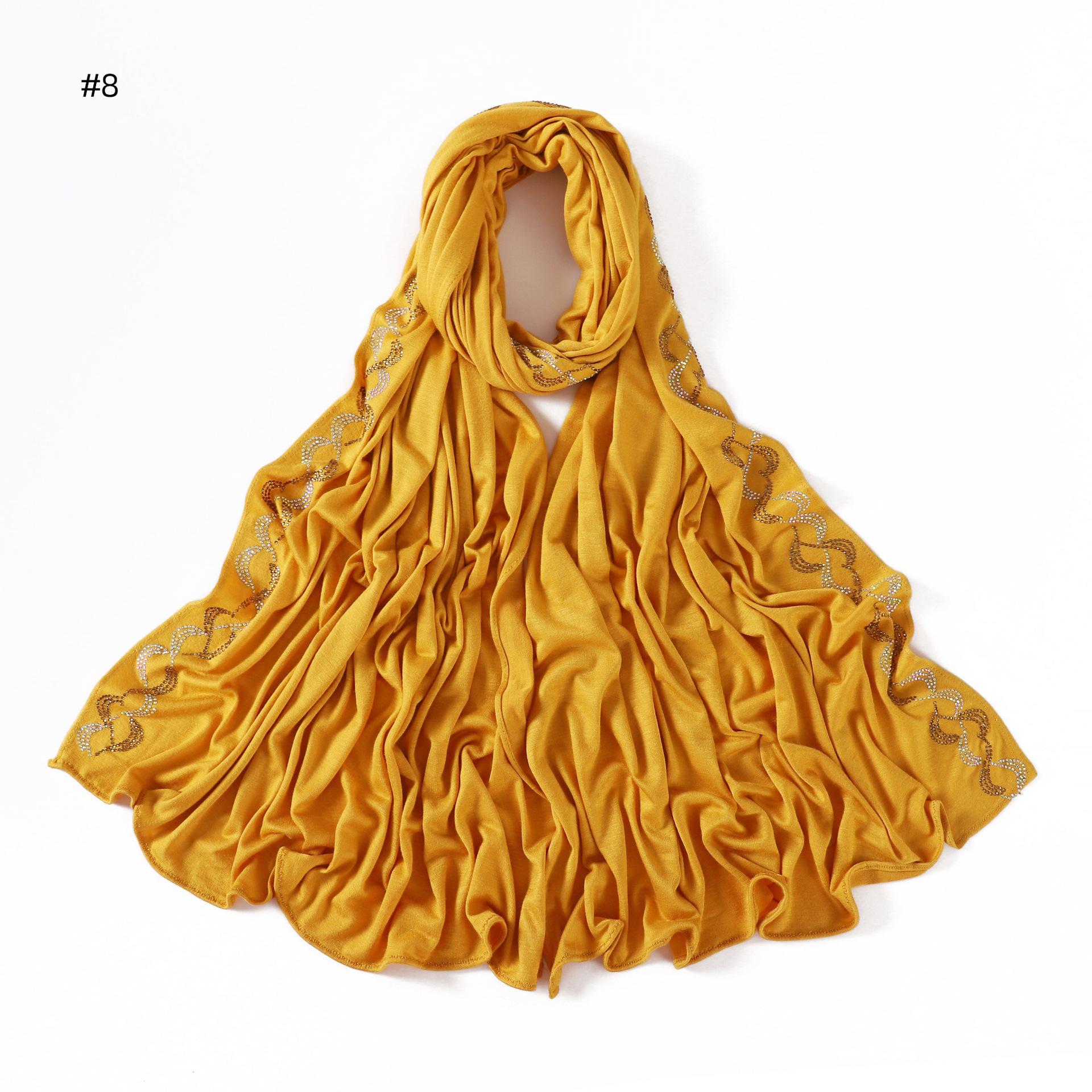 

New Rhinestone Hijab for Women Gold Silver Diamond Muslim Headscarf Soft Breathable Jersey Wrap Eid Ramadan Fashion Accessories 70x170cm