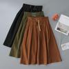 Women's Autumn and Winter Japanese Simple Pleated Skirts Fashion Retro Plain Waist Tie Drape A-Line Mid-Length Boutique Skirts