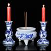 Jingdezhen Ceramic Incense Burner Blue and white porcelain candle stand Offering ornaments in front of Buddha