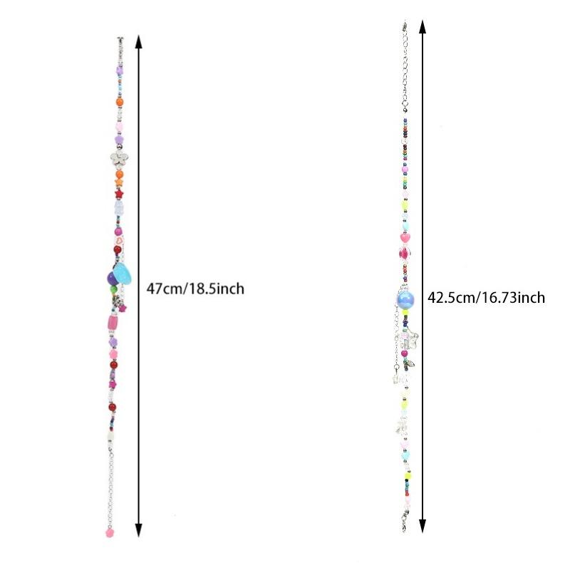 Bohemia Candy Color Cute Necklace For Women Star Pendant Beaded Clavicle Chain Necklaces Multicolor Y2k Vacation Accessories