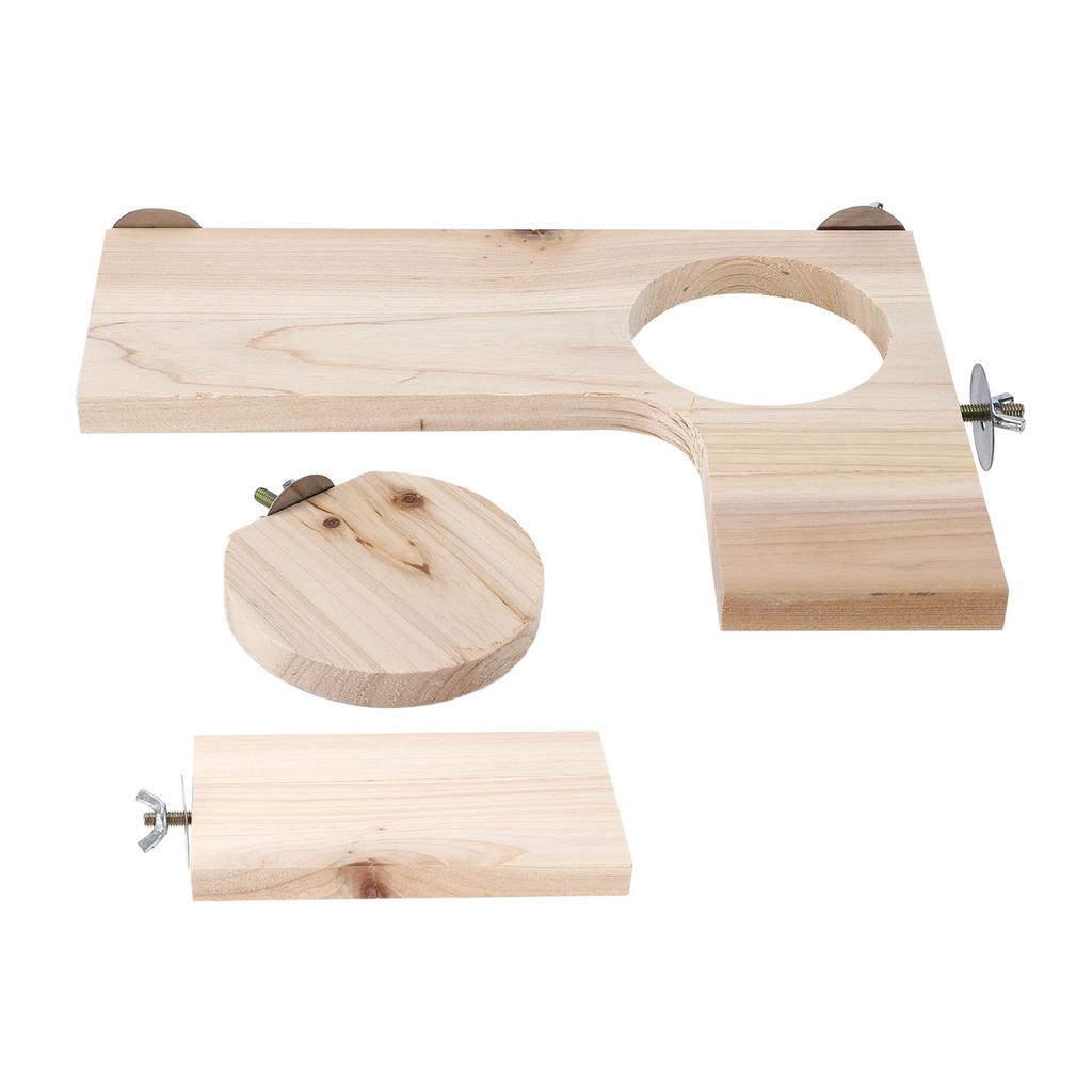 3 Pcs Chinchilla Wooden Platform Set L Shaped Round Hole Wooden Platform for Chinchilla Hamster