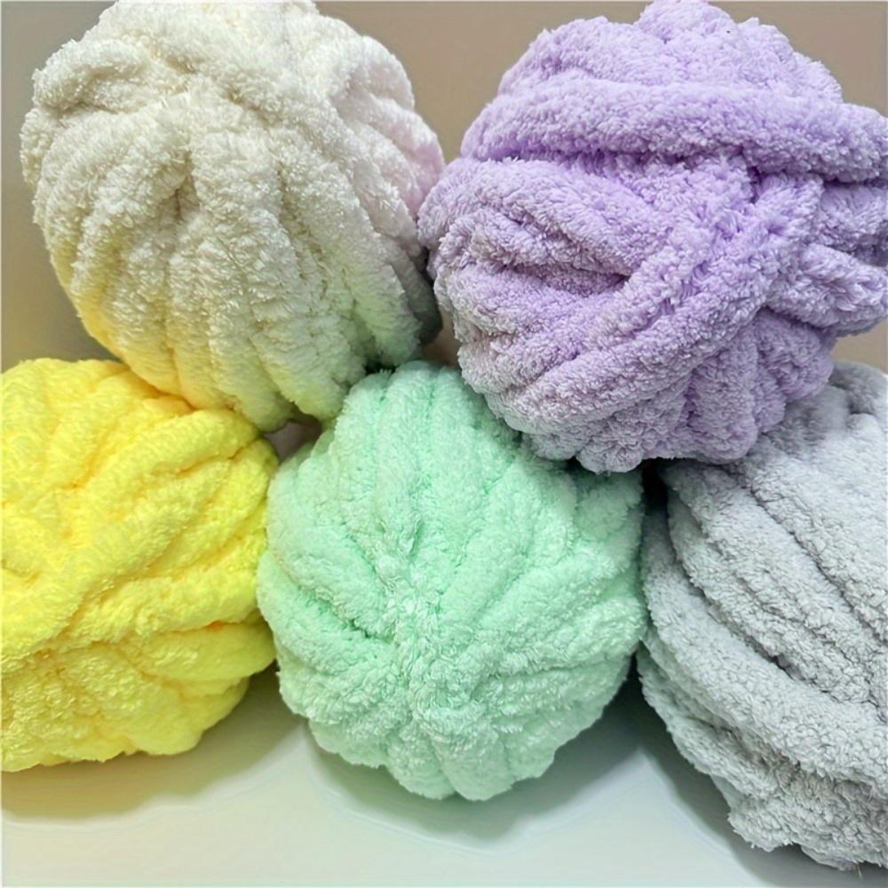 2pcs Chunky Chenille Yarn Wide Soft Arm Knitting Thick Yarn In Solid Colors for Scarves Hats Bags