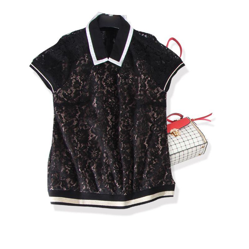 

Forced Fans Buy without Hesitation! Synthetic Lace French Single New Lapel Workplace Style Women s Capable Tops T-shirt New Black XL