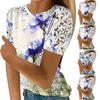 Women's Fashion Lace Hollow Print Round Neck Short Sleeve T-shirt Top
