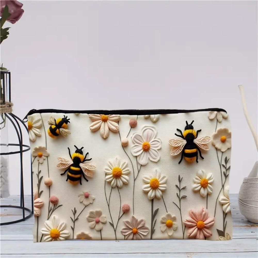 

Vintage Flower Print Cosmetic Bag Multi-purpose Portable Makeup Bag Zipper Toiletry Organizer Gifts