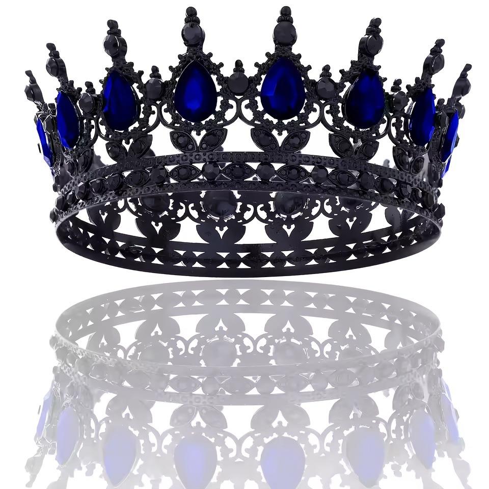 Baroque Round Crown Headwear European Style Bride's Wedding Dress Birthday and Coming of Age Gift Round Alloy Crown Hair Accessory