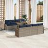 Garden Sofa Set 7 pcs Grey and Navy Blue