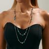 SHIXIN 2Pcs/Set Retro Bead Chain Long Necklace for Women Ethnic Imitation Pearl Stacked Sweater Chain Party Jewelry On the Neck