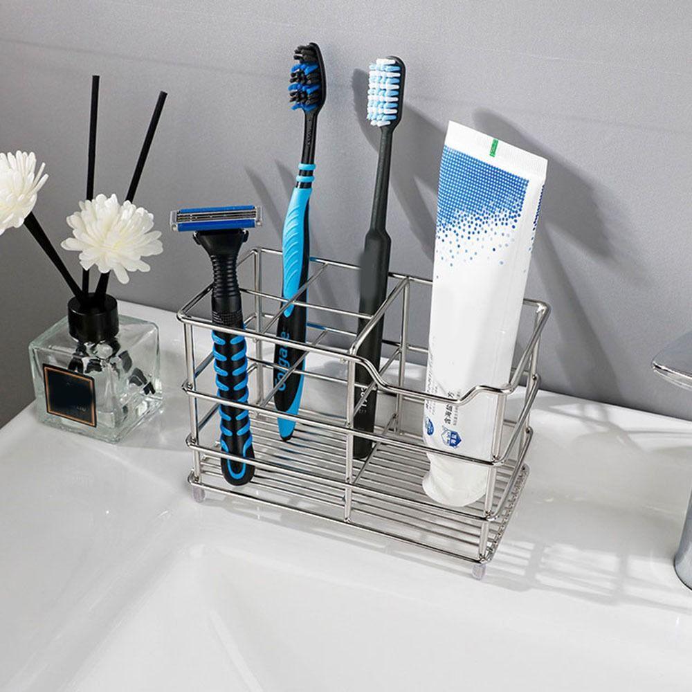 Easy To Clean Toothbrush Holder Stainless Steel Shower Table Bracket Bathroom