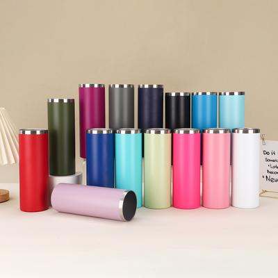 Straight Cup Stainless Steel Straight Tube Vacuum Insulation Cup Large Capacity Transparent Cover Cold Car Cup