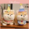Cute Birthday Hat And Cartoon Pattern Knitted Scarf Shiba Inu Cartoon Plush Toyfor Children