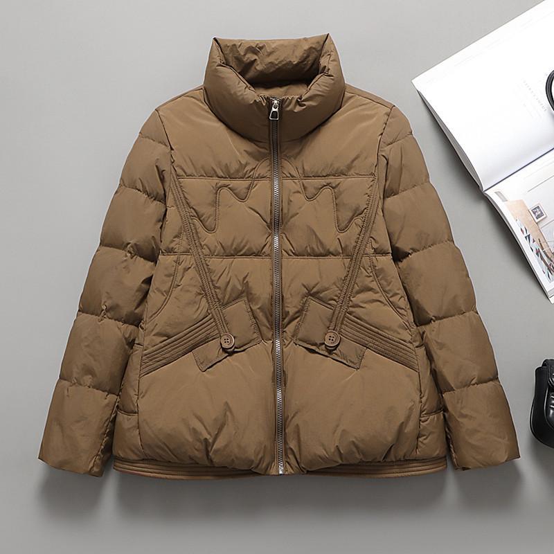 Down jacket women's winter new short stand-up collar thin small fashion foreign white duck down warm jacket