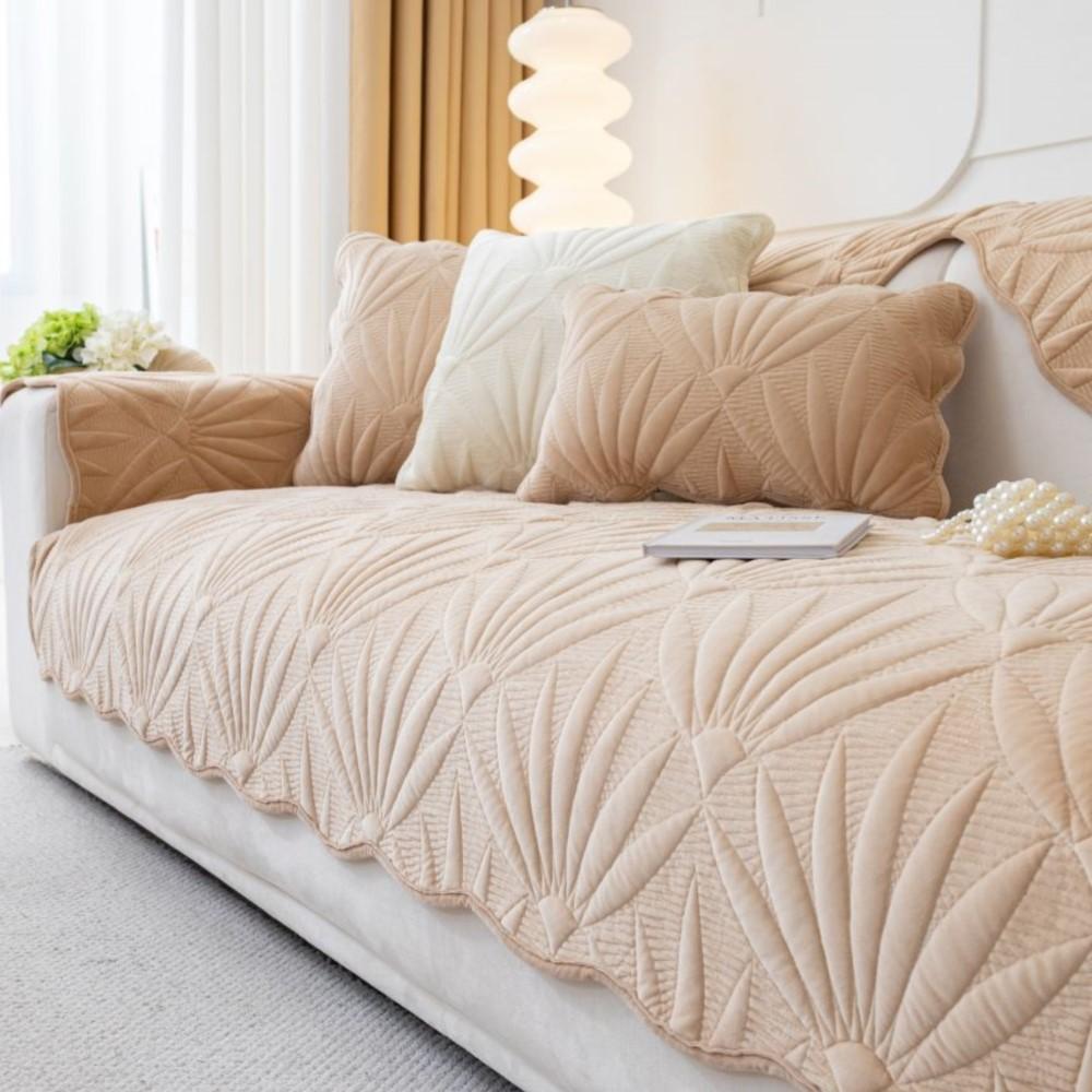 Sofa Cushion Four Seasons Universal Backrest Cloth Sofa Cushion Chenille Non-slip Solid Color Sofa Cover Cushion Cream Anti Slip