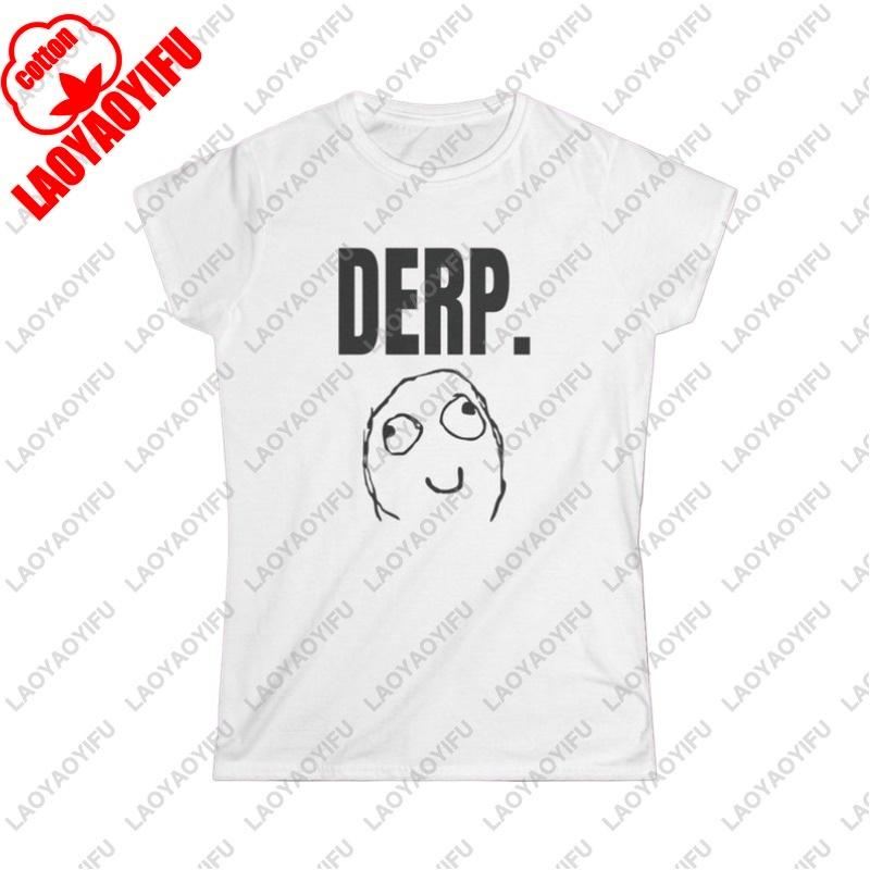 DERP Fitted Tees Iconic 2010s Scene Webcore Rage Comic Unisex Tops Simple Casual Cute Unique Clothing Novelty Commuter Tshirt