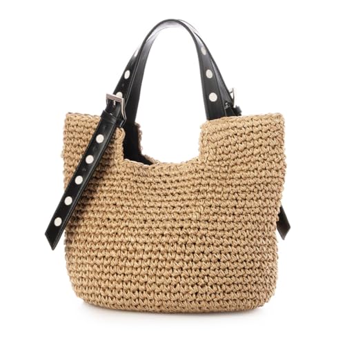 Kash Kash Hand-Knitted Tote Bag with Dot Embroidered Handles, 10-00-02770, Women's, Black