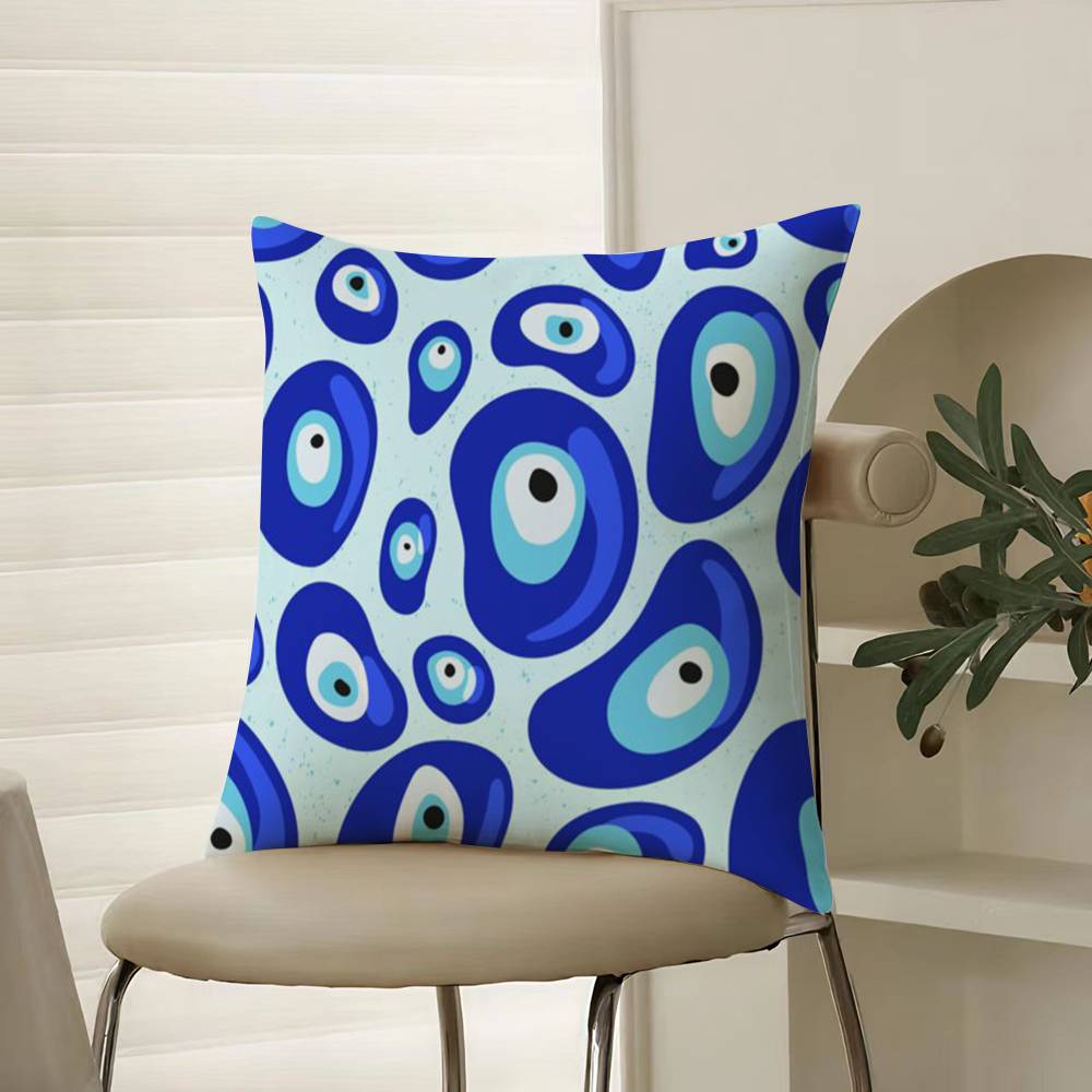 Evil Eye Symbol Art Pillow Case Comfort Sofa Bed Silky Elegant Invisible Zipper Decorative Cushion Cover