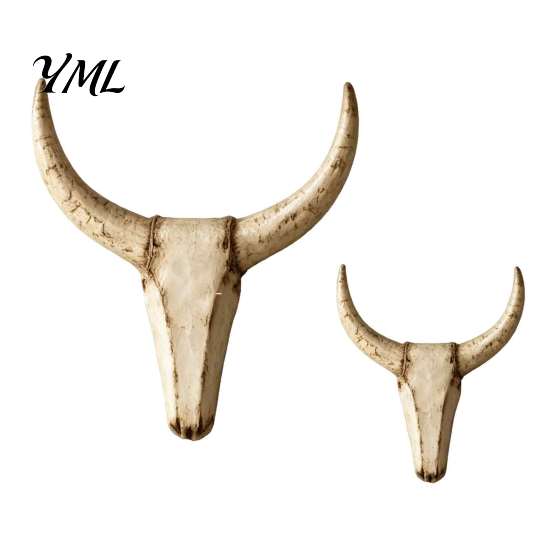 Unique Mantelpiece Statues Longhorn Bull Wall Sculpture, Rustic Farmhouse Animal Figurine, Distressed Decoration, Sculpture Decorative Vintage Statue