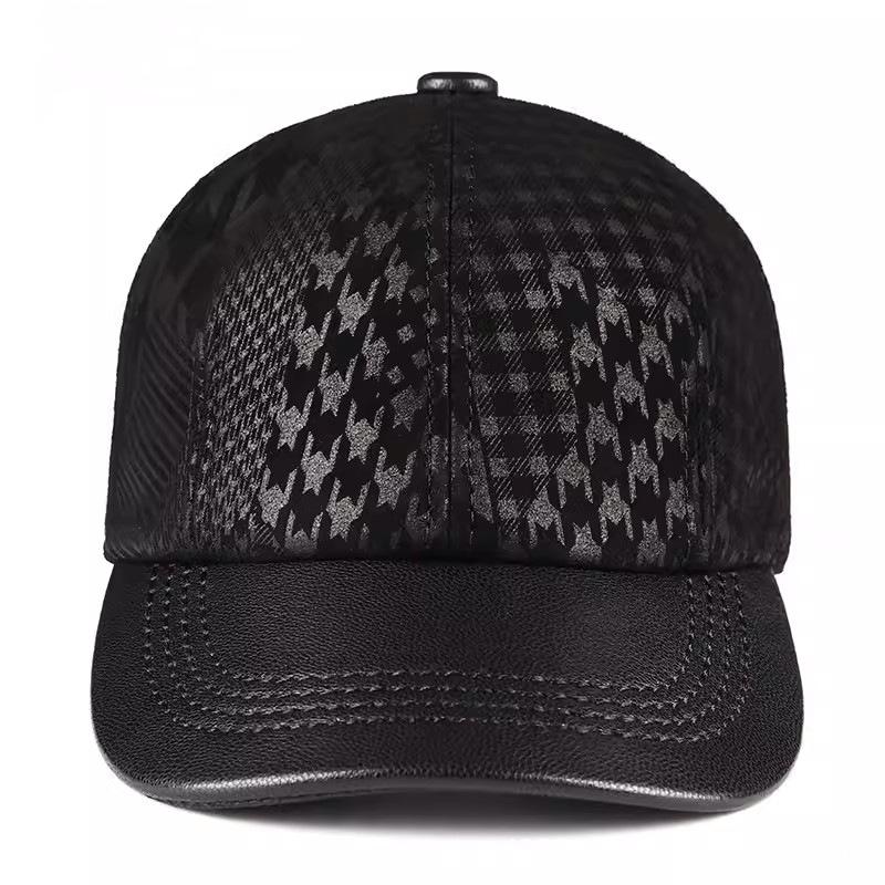 

Men s Sheepskin Duckbill Cap: Autumn/Winter Outdoor Leisure Hat for Middle-aged & Elderly Adjustable (55-60cm) чорний