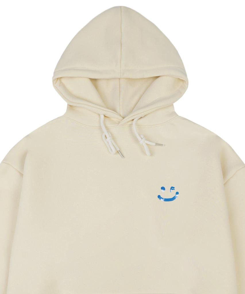 [Unisex] Sky Cloud Drawing Smile Hoodie_Cream