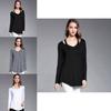 Simple Solid Color Off Shoulder Design Women Long Sleeved Top For Fall Comfort