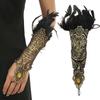 Adult Women's Gothic Lace Feather Gloves Feather Arm Sleeve Wristband Mesh Cuffs Cosplay Halloween Costume Accessories