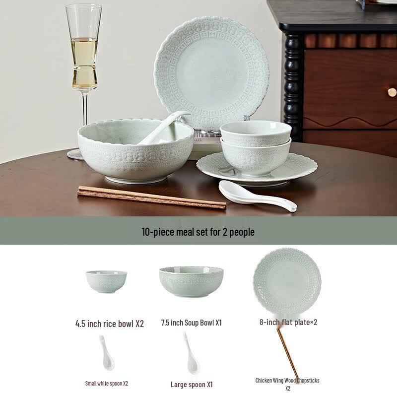 Chinese Celadon Dinnerware Set